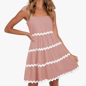 Pink and White Mini Dress